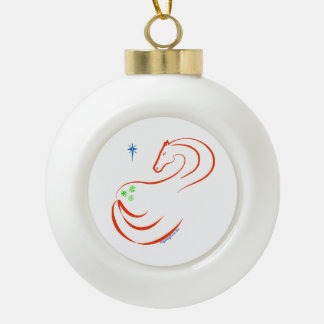 Rond ornement de Noël avec cheval rouge et vert