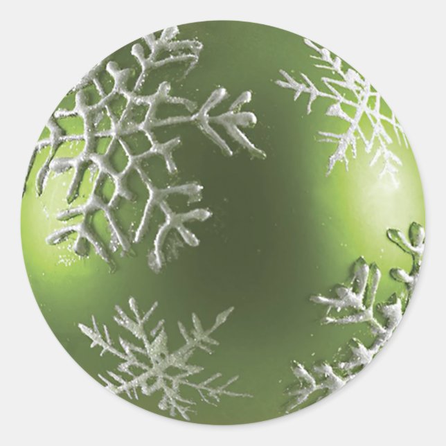Rond Ornement vert avec Sticker Snowflakes (Devant)