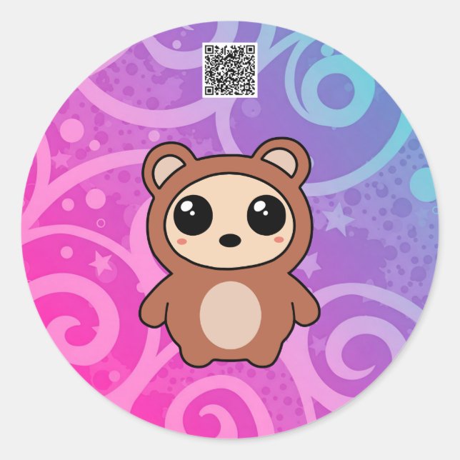 Rond Ours de Kawaii - Sticker animal mignon (Devant)