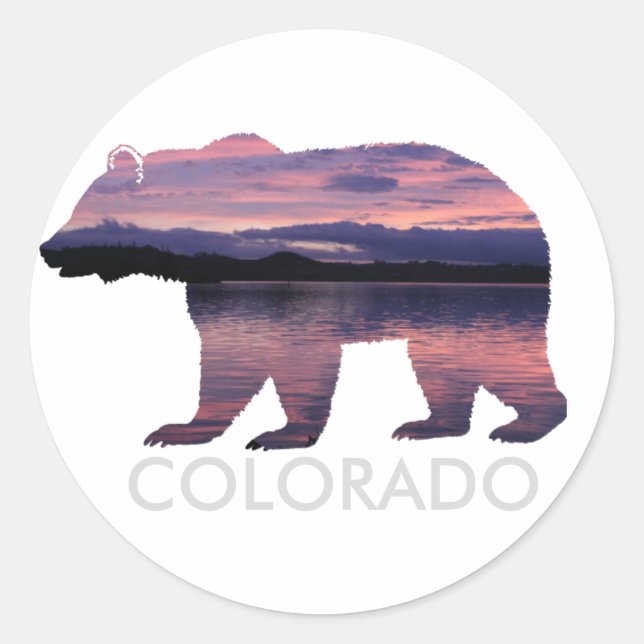 Rond Ours du Colorado | Coucher de soleil | Sticker cir (Devant)