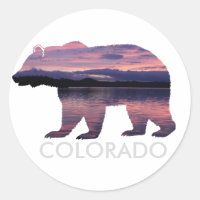 Ours du Colorado | Coucher de soleil | Sticker cir