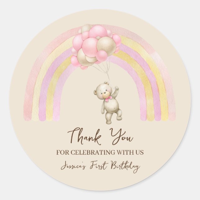 Rond Ours En Teddy Avec Ballons Sticker Premier Anniver (Devant)