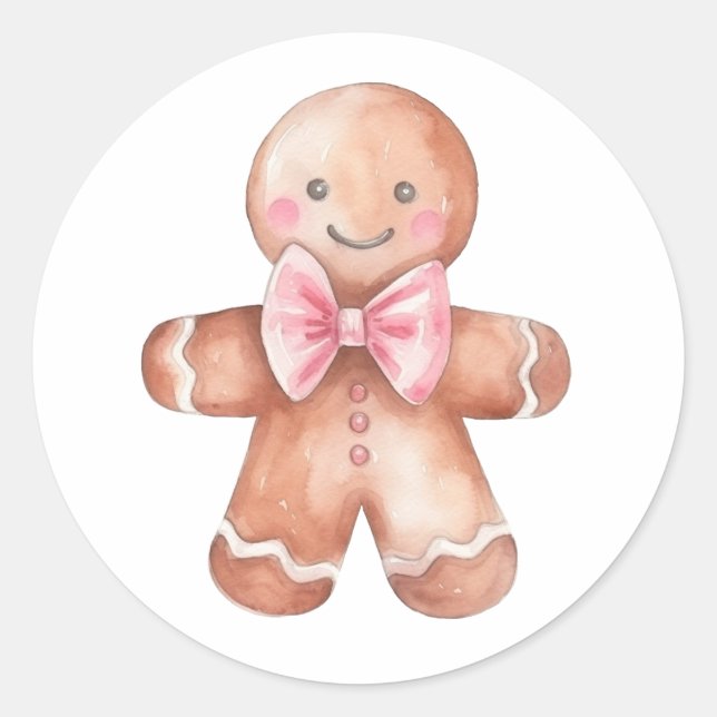 Rond Pain d'épices rose Homme Sticker de Noël (Devant)
