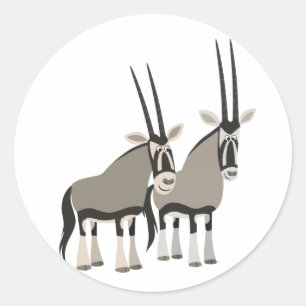 Rond Paire mignonne de sticker d'oryxes de dessin