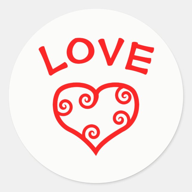 Rond Paix, Amour, Coeur de joie - Sticker en cercle (Devant)