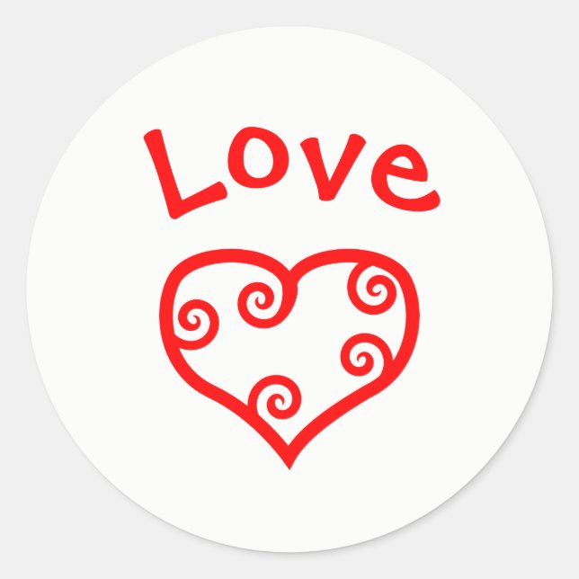 Rond Paix, Amour, Coeur de joie - Sticker en cercle (Devant)