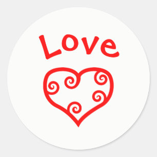 Rond Paix, Amour, Coeur de joie - Sticker en cercle