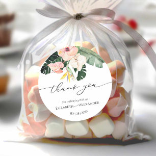 Rond Palm Hibiscus Mariage tropical merci Sticker