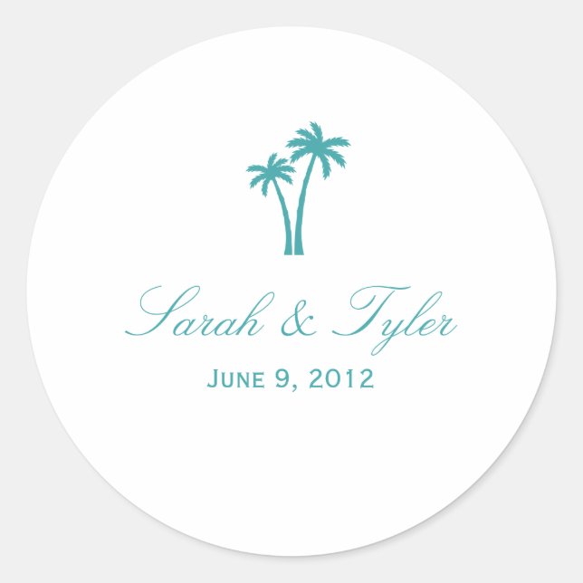 Rond Palmiers Favoriser Sticker - Blanc/Aqua (Devant)