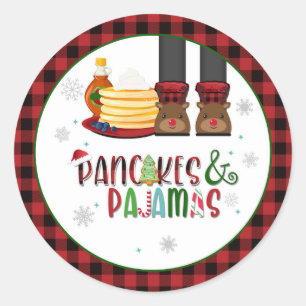 Rond Pancakes & Pyjamas Sticker de fête de Noël - Wh