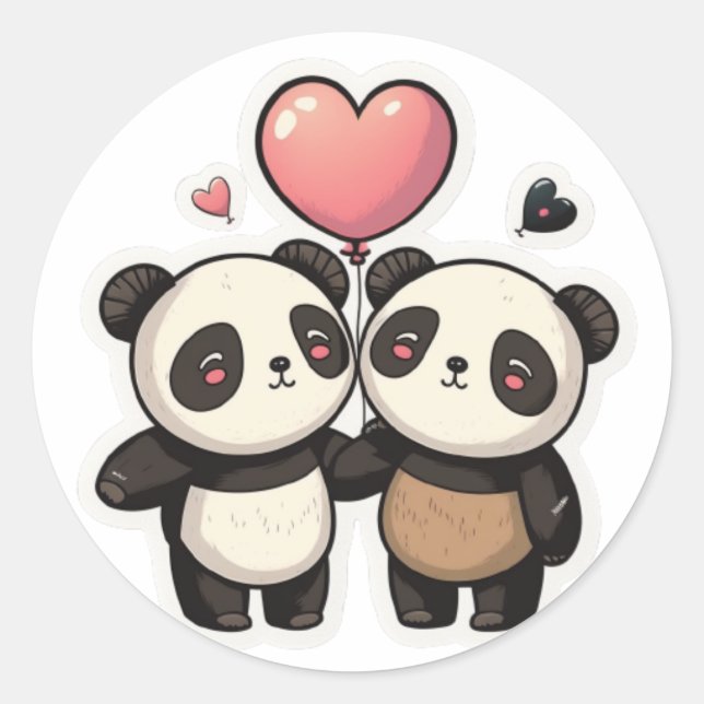 Rond Panda Love : Tenir Sticker Mains (Devant)