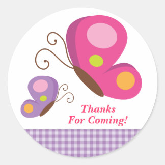 Rond Papillon - Sticker rose et violet