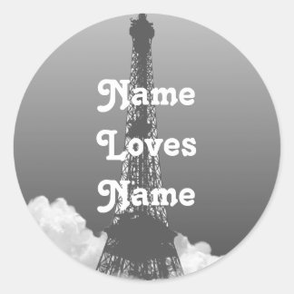 Rond Paris Tour Eiffel Flotte dans le nuage Nom Sticker