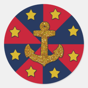 Rond Parties scintillant d'or Look Ancre, Sticker rond,