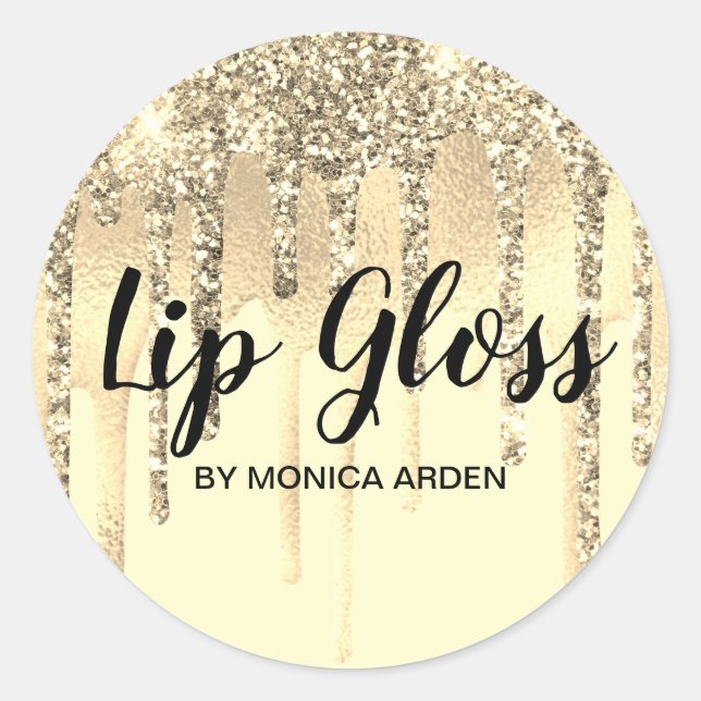 Rond Parties scintillant  Gold Lip Gloss Sticker Étique (Devant)