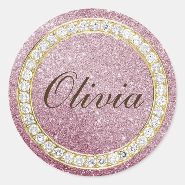 Rond Parties scintillant rose & Diamants Petits Sticker (Devant)