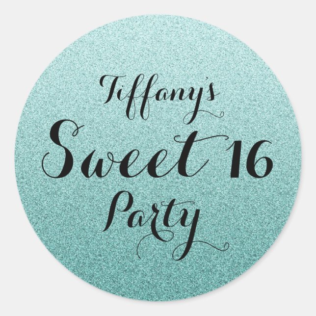 Rond Parties scintillant Turquoise moderne Sticker Faux (Devant)