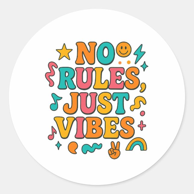 Rond Pas de règles Sticker Vibes - Funky Retro (Devant)