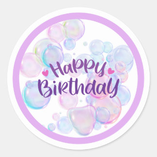 Rond Pastel Bubble “Happy Birthday” Sticker