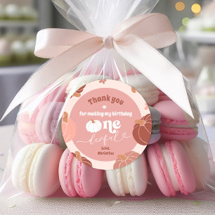 Rond Pastel Pink Sticker Citrouille 1er Anniversaire Me