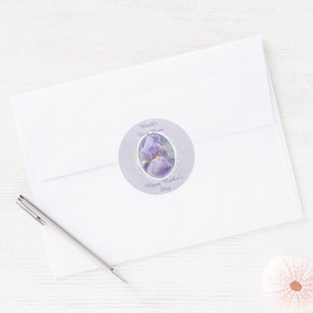 Rond Pastel Purple Iris Sticker pour la fête des mères (Enveloppe)