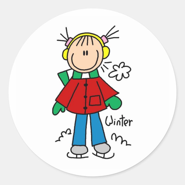 Rond Patinage Sur Glace Sur Sticker Froid Winter Day (Devant)