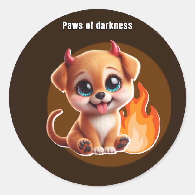 Rond Paws of Darkness Fire Glow Dog Sticker – Dark  (Devant)