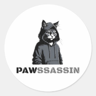 Rond Pawssassin Cat Sticker