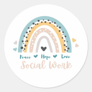 Rond Peace Hope Love Social Work Round Sticker