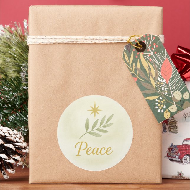 Rond “Peace” Watercolor Christmas Sticker (vacances)
