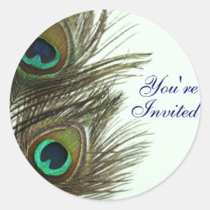 Rond Peacock Feather Vous êtes Invited Envelope Sticker