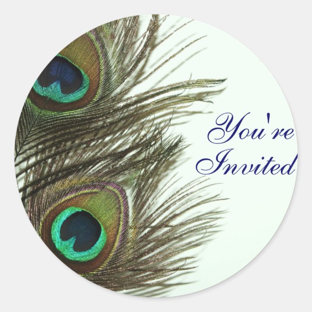 Rond Peacock Feather Vous êtes Invited Envelope Sticker (Devant)