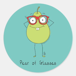 Rond Pear of Glasses mignonne & amusant Sticker