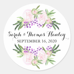 Rond Peonies roses I Sticker Mariage Floral
