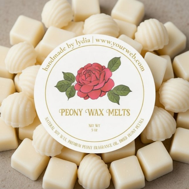 Rond Peony Wax Melts Personalized Floral Sticker Label (Créateur téléchargé)