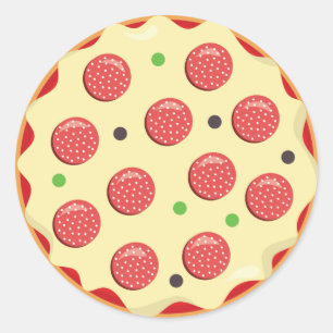 Rond Pepperoni pizza sticker fête fun