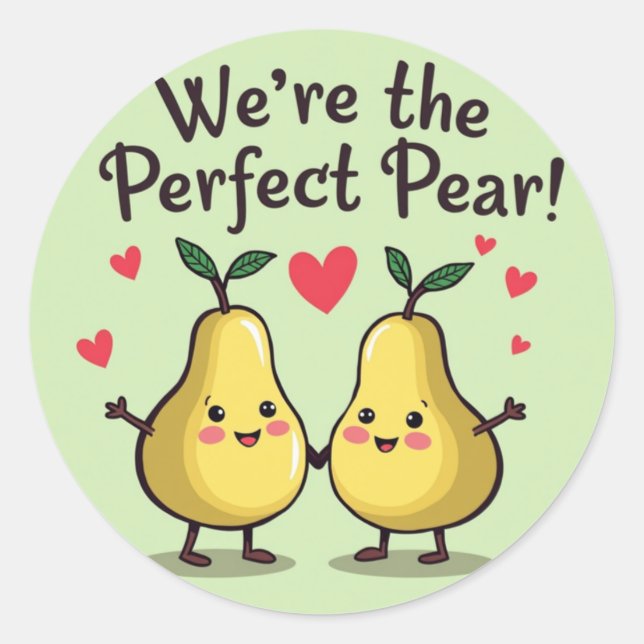 Rond Perfect Pear : Adorable Sticker de Saint Valentin (Devant)