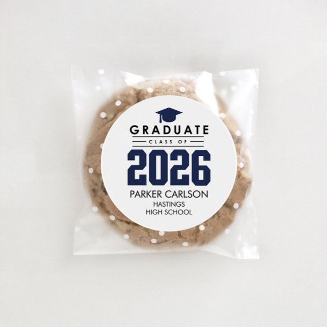 Rond Personalized Blue Class of 2026 Graduation Sticker (Créateur téléchargé)
