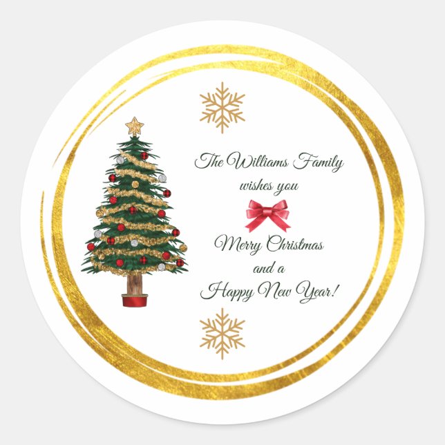 Rond Personalized Christmas Sticker with Name & Wishes (Devant)
