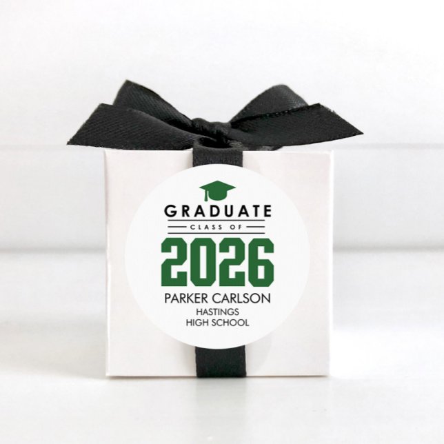 Rond Personalized GreenClass of 2026 Graduation Sticker (Créateur téléchargé)