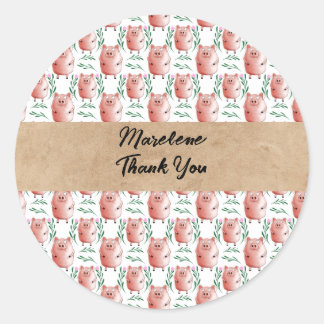 Rond Personalized Pig Sticker – Cute Custom Farm Animal