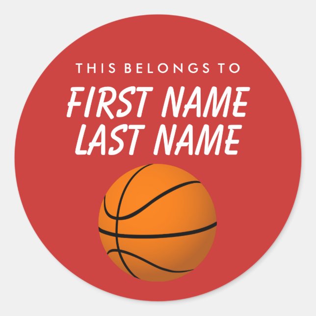 Rond Personnalisé Cela Appartient À Sticker - Basketbal (Devant)