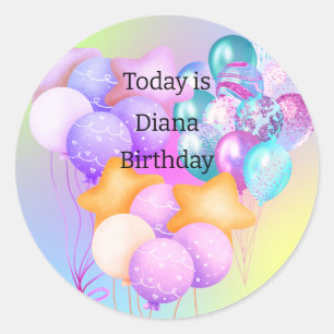 Rond Personnaliser Nom Joyeux Sticker d'anniversaire