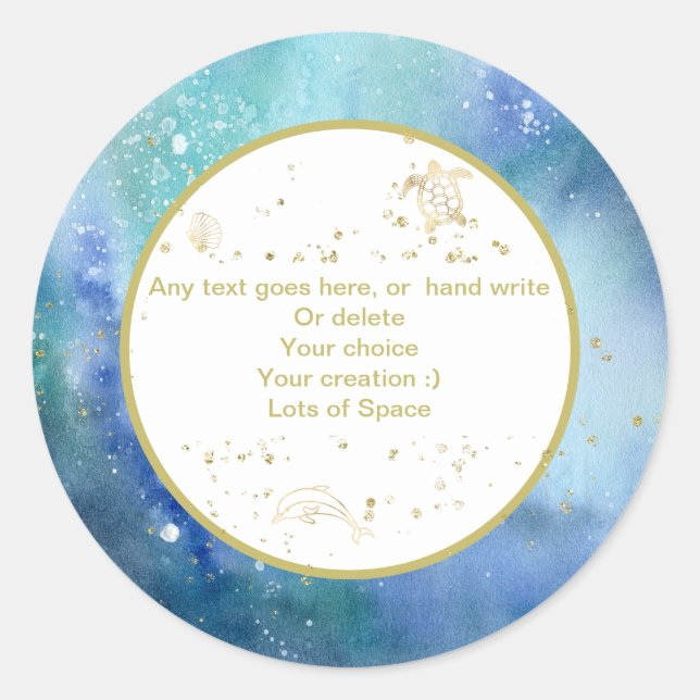 Rond *~* PERSONNALISER Sticker Enveloppe Plage Nautique (Devant)