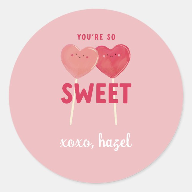 Rond Personnaliser Sticker Valentine Lollipop (Devant)