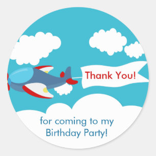 Rond Petit avion mignon Sticker d'anniversaire