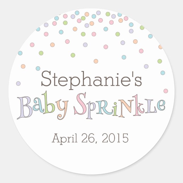 Rond Petit Bébé Sprinkle Confetti Douche Faveur Sticker (Devant)