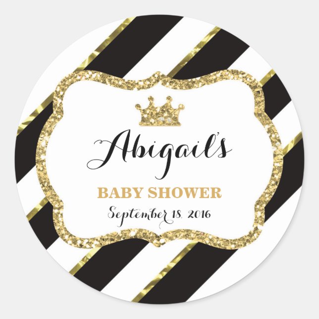 Rond Petit Sticker Princesse, Noir, Parties scintillant (Devant)
