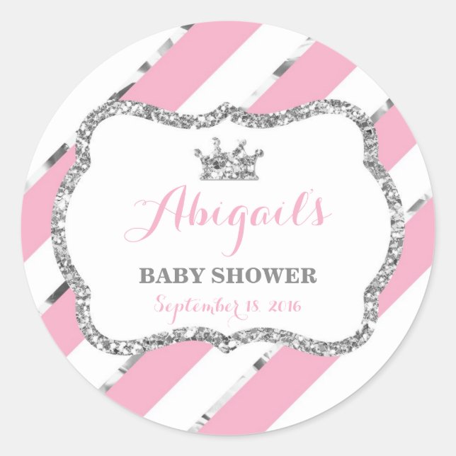 Rond Petit Sticker Princesse, Rose, Parties scintillant (Devant)