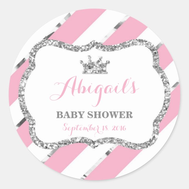 Rond Petit Sticker Princesse, Rose, Parties scintillant (Devant)